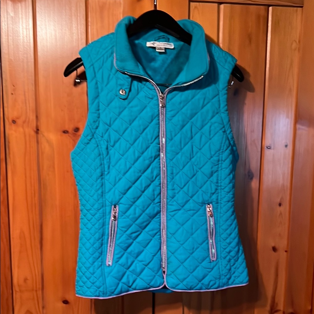 Teal Quilted Vest with Zipper